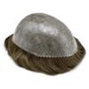 Mens Toupee Wig - Full Injected PU Durable Skin - Poly Skin Soft Human Hair Piece - Black, Brown, Blonde, Grey (8"x10", #430 Medium Brown+30%Gray-120% Medium Light to Medium Density) view 4
