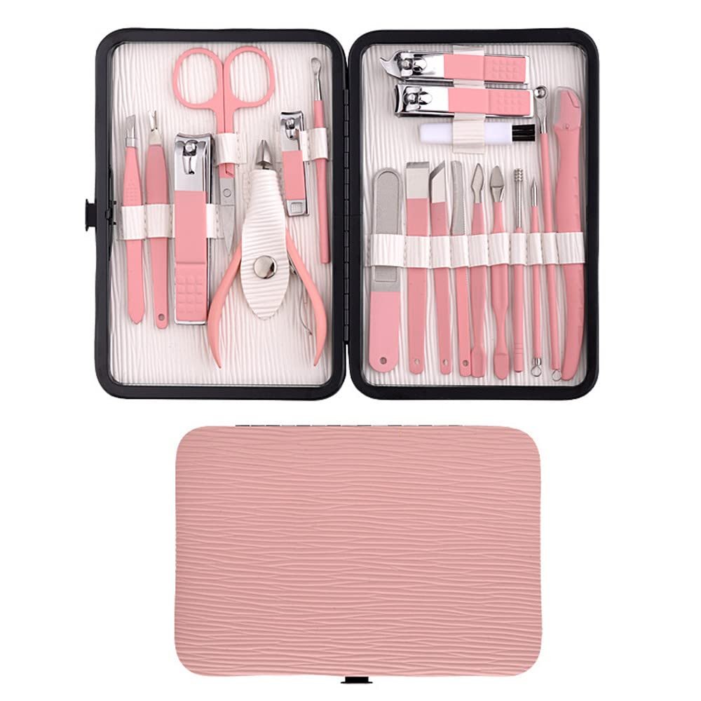 20 PCS Manicure Set Professional Pedicure Care Tools Stainless Steel Scissor Tweezer Knife Nail Clippers Grooming Kit,20PCS B