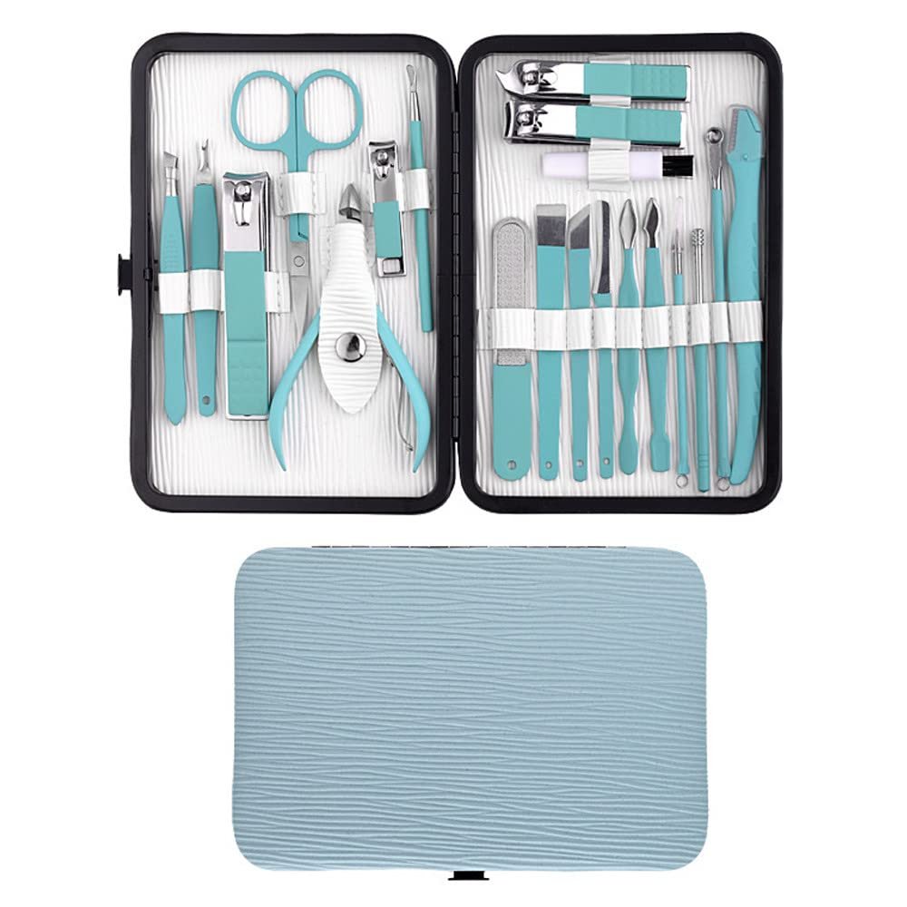 20 PCS Manicure Set Professional Pedicure Care Tools Stainless Steel Scissor Tweezer Knife Nail Clippers Grooming Kit,20PCS A