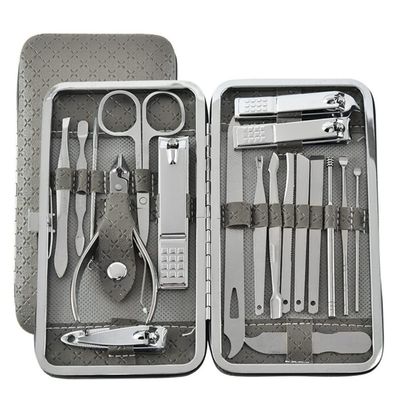 19 Pcs Manicure Set Nail Clippers Pedicure Kit Stainless Steel Manicure Kit Nail Clippers Professional Grooming Kit Nail Tools,Grey