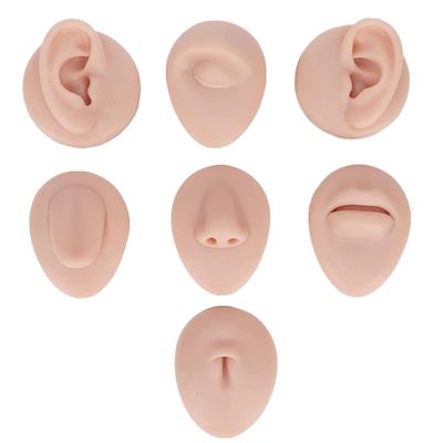 Body Piercing Practice Model Simulation Ear Model Soft Nose Tongue Model Silicone for Beginners (Medium Skin Color)