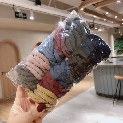 100 pieces of Korean version of simple matching student adult seamless high elastic rubber band hair accessories head rope scrunchie GB-JX002 (dark color)