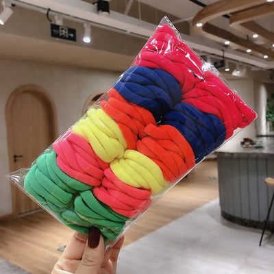 100 pieces of Korean version of simple matching student adult seamless high elastic rubber band hair accessories head rope scrunchie GB-JX002 (light color)