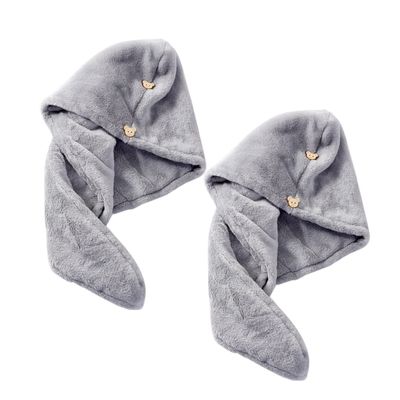 Zerodeko 2pcs Thick Hair Drying Wrap Towel Button Design Quick Drying Hair Hat for Women Soft Bathing Cap for Home Travel Use