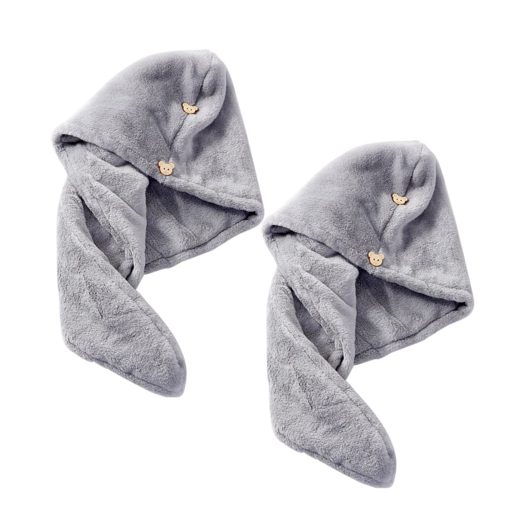 Zerodeko 2pcs Thick Hair Drying Wrap Towel Button Design Quick Drying Hair Hat for Women Soft Bathing Cap for Home Travel Use