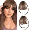 2PCS Clip in Bangs Real Human Hair,Fake Bangs Hair Clip on Bangs for Women,Curved Wispy Bangs with Temples Hairpieces,Bangs Clip in Hair Extensions Air Fringe for Girls Daily Wear - Light Brown view 1