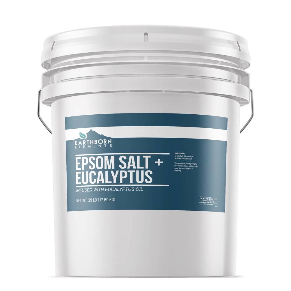 Earthborn Elements Eucalyptus Epsom Salt 5 Gallon Bucket, Pure & Undiluted, Soothing Aroma (624 Ounce)