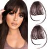 2PCS Clip in Bangs Real Human Hair,Fake Bangs Hair Clip on Bangs for Women,Curved Wispy Bangs with Temples Hairpieces,Bangs Clip in Hair Extensions Air Fringe for Girls Daily Wear - Dark Brown view 1