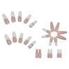 FRUJCDKI 24 Pcs Press on Nails Long Fake Nails Acrylic Ballet French White Illuminate Butterfly adhesive tape on Nails Design Nails for Women and Girls (White French) view 2