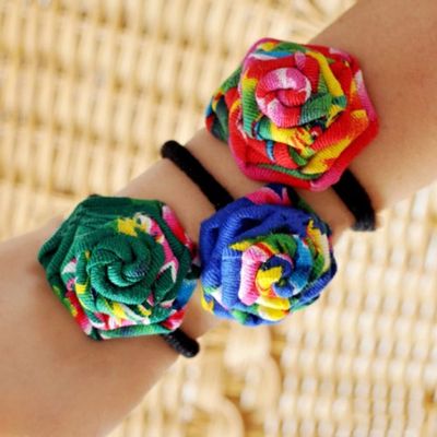 SUKKCCNO Vintage Handmade Fabric Rose Hair Loop Velvet Hair Curly Hair Tie Elastic Hair Band Women's or Girls' Hair Accessories