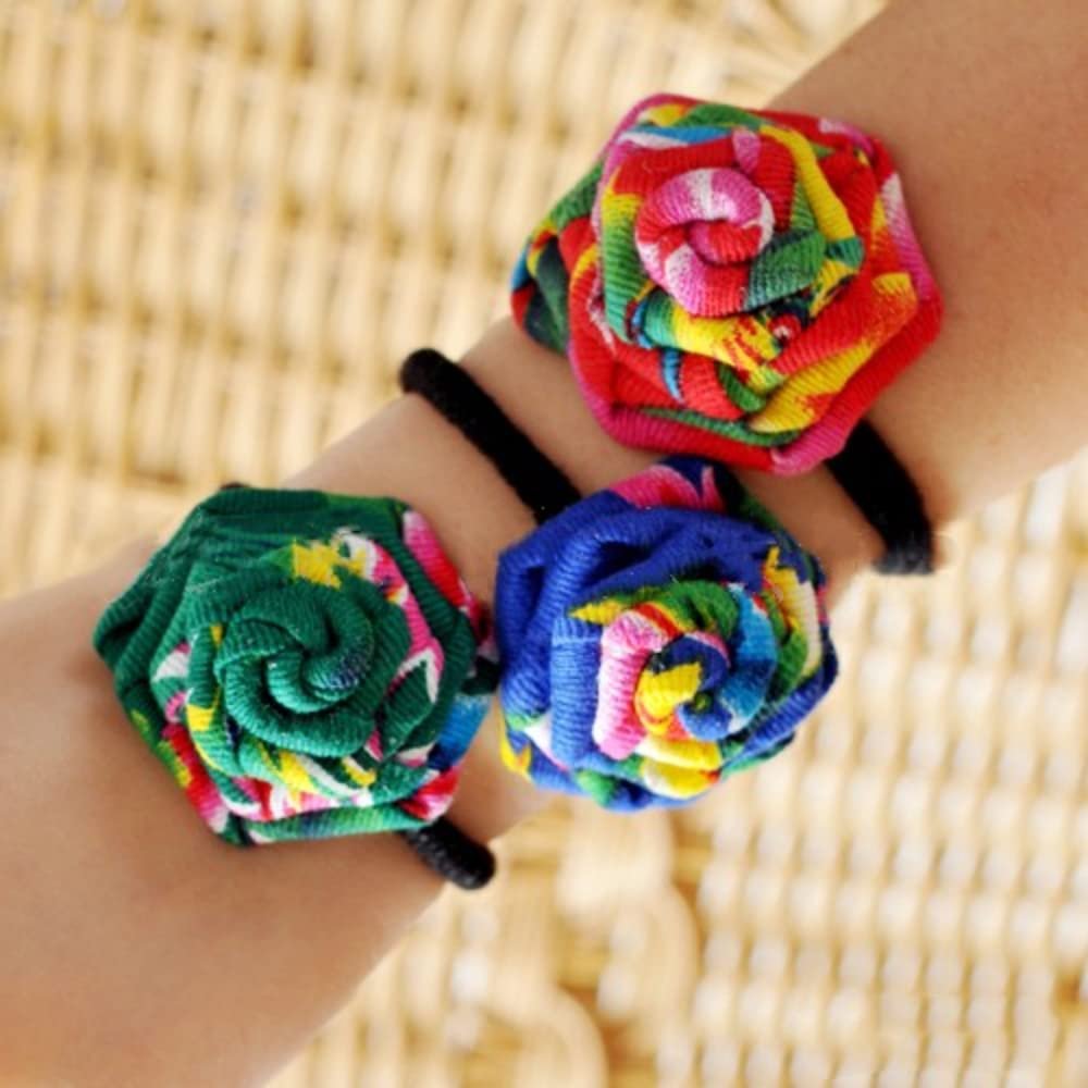 SUKKCCNO Vintage Handmade Fabric Rose Hair Loop Velvet Hair Curly Hair Tie Elastic Hair Band Women's or Girls' Hair Accessories