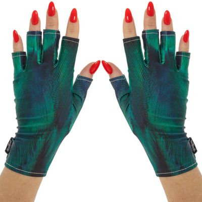 ManiGlovz - The ORIGINAL UPF 50+ UV Light Protective Nail Gloves | Gel Manicure and Anti UV Fingerless Gloves for Women | Can be Used as Sun Protection Gloves for Driving | Regal Peacock