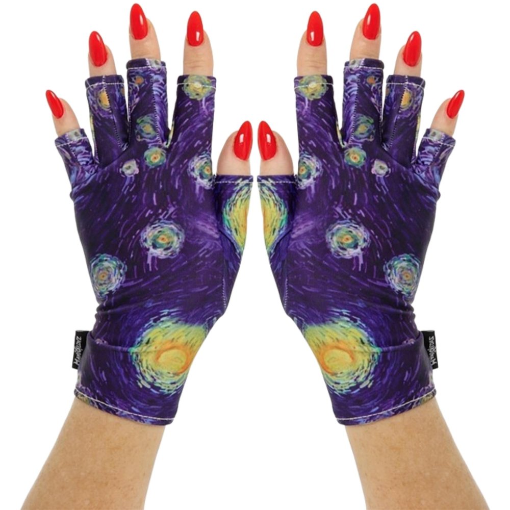ManiGlovz - The ORIGINAL UPF 50+ UV Light Protective Nail Gloves | Gel Manicure and Anti UV/LED Fingerless Gloves for Women | Can be Used as Sun Protection Gloves or for Driving | Starry Knight