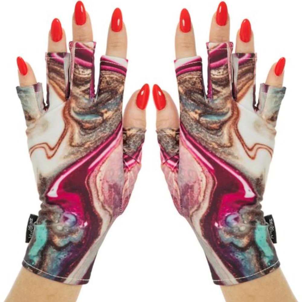 ManiGlovz - The ORIGINAL UPF 50+ UV Light Protective Nail Gloves | Gel Manicure and Anti UV Fingerless Gloves for Women | Can be Used as Sun Protection Gloves for Driving | Spilled Polish