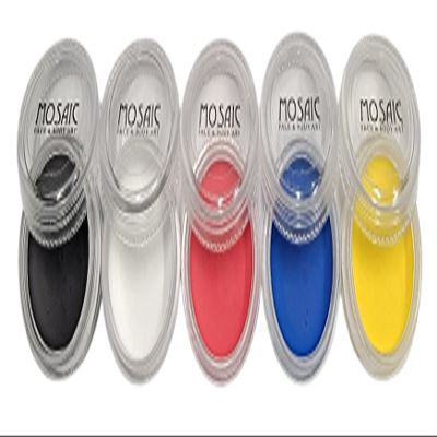 Mosaic HydroCream Face Paint Character Packs for Kids - Non Staining, Washable, Hypoallergenic Gentile Vegan Formula. Water Activated Body Painting Cakes 10g Each Color (Primary Colors 5 Pack)