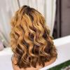 Jnymell Brown Honey Blonde Ombre Colored Wig Loose Wave 13X4 Lace Front Human Hair Highlight 4t27 Color HD Crystal Lace Pre Plucked Baby Hair Bleached Knots 150% Lace Closure Remy Wavy Hair Wig view 4