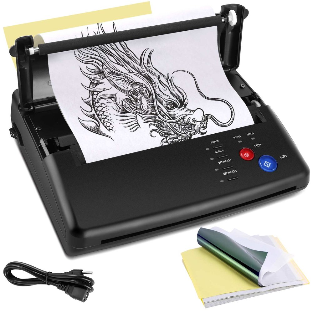 CORIEOSD Tattoo Transfer Stencil Machine Tattoo Kit Copier Printer with 20 Pcs Free Transfer Paper for Tattoo Machine Stencil Printer
