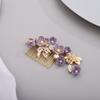 BERYUAN Rhinestone Flower Hair Pieces Bridal Purple Flower Hairpins Hair Comb Set for Bride Bridesmaid4pcs view 3