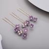 BERYUAN Rhinestone Flower Hair Pieces Bridal Purple Flower Hairpins Hair Comb Set for Bride Bridesmaid4pcs view 4