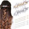 HINZIC 2Pcs Pearl Hair Barrettes, 6Pcs Metal Bobby Pins Sparkly Rhinestone Hair Clips Decorative Wedding Prom Valentines Hair Pins Accessories for Bride Women Girls Fine Thick Long Hair(Silver Gold) view 1