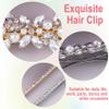 HINZIC 2Pcs Pearl Hair Barrettes, 6Pcs Metal Bobby Pins Sparkly Rhinestone Hair Clips Decorative Wedding Prom Valentines Hair Pins Accessories for Bride Women Girls Fine Thick Long Hair(Silver Gold) view 3