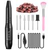Professional 20000 RPM USB Nail Drill Efile Kit for Acrylic Nails - Manicure & Pedicure Polishing with 6 PCS Nail Drill Bits, Sanding Bands and Brush, Black view 1