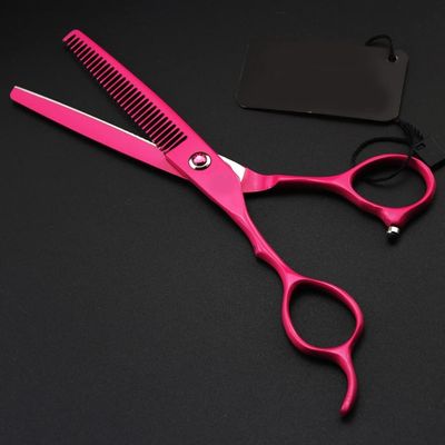 Hair Cutting Shears, 6.0 Inch Rose Red Left Hand Barber Professional Hairdressing Scissors Hair Scissors Cutting Straight Shears Thinning Scissors (Color : Thinning)