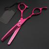 Hair Cutting Shears, 6.0 Inch Rose Red Left Hand Barber Professional Hairdressing Scissors Hair Scissors Cutting Straight Shears Thinning Scissors (Color : Thinning) view 2