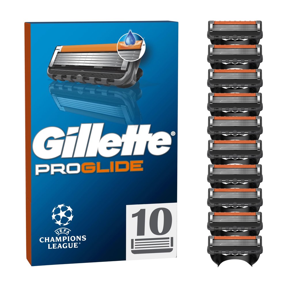 Gillette ProGlide Razor Blades Men, Pack of 10 Razor Blade Refills with Precision Trimmer, 5 Anti-Friction Blades