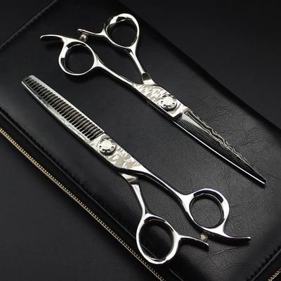 Hair Cutting Shears, 6 Inch Damascus Steel Hair Scissors Cutting Shears Salon Professional Barber Hairdressing Thinning Scissors Styling Tool Scissors (Color : Set add bag)