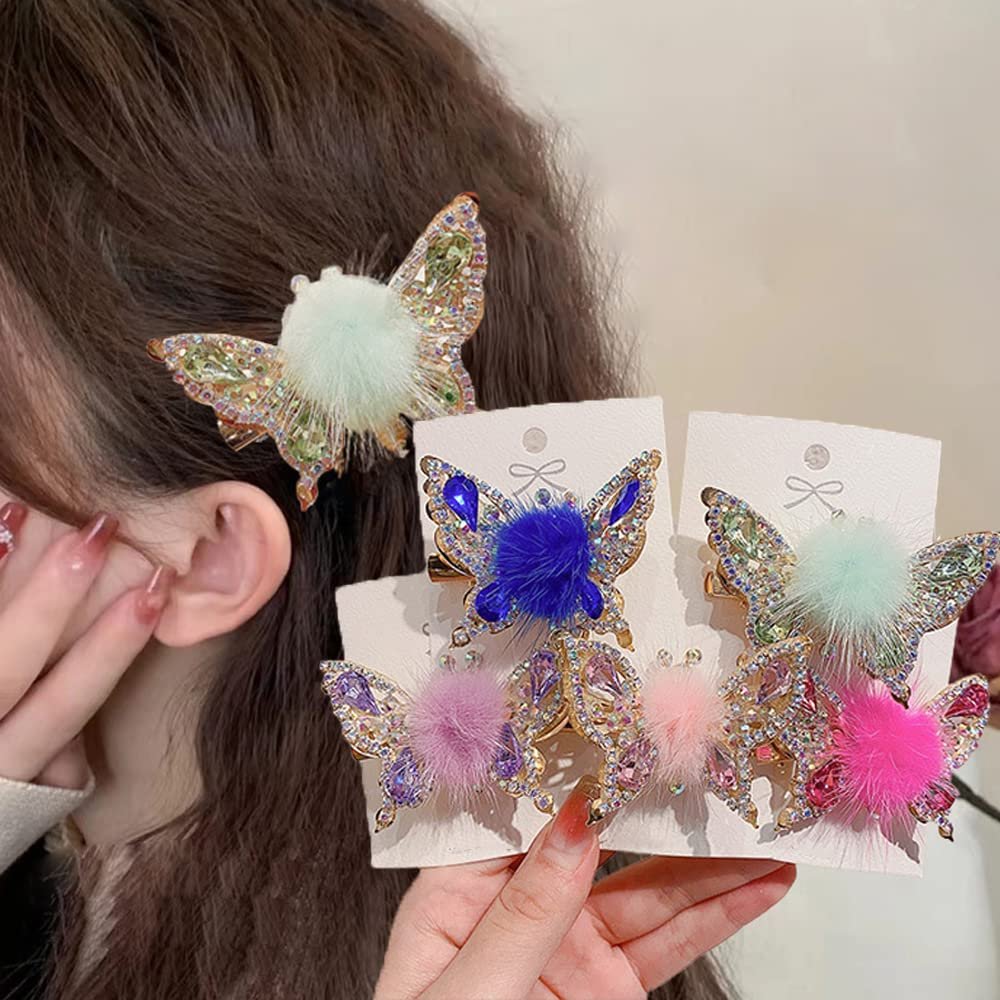 5 Pcs Flying Butterfly Hairpin, 2023 New Butterfly Rhinestone Hair Clips Elegant Metal Side Clip, Moving Flying Butterfly Shiny Hair Clips Barrettes for Women Girls (Set of 5)