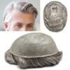 Hair Wonders Men Toupee European Real Human Hair Piece All V-looped 0.06mm Ultra Thin Skin Toupee for Men Hair Replacement System Protesis Capilar Hombre 8X10 380# DARK BROWN+80% Gray view 1