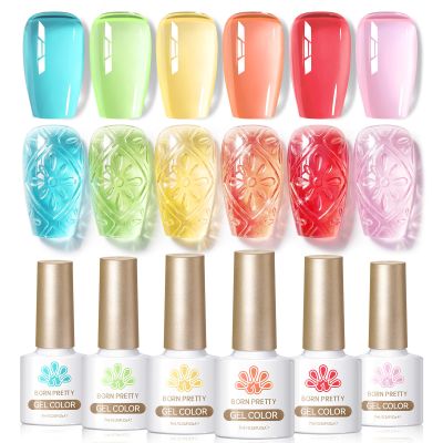 Born Pretty Pastel Jelly Gel Polish Blue Green Yellow Pink Red Translucent