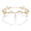 BABEYOND Crystal Leaf Wedding Diadem Headband Bridal Bridesmaid Forehead Band Rhinestone Bridal Tiara Crown with Gift Box, Gold, One size view 1