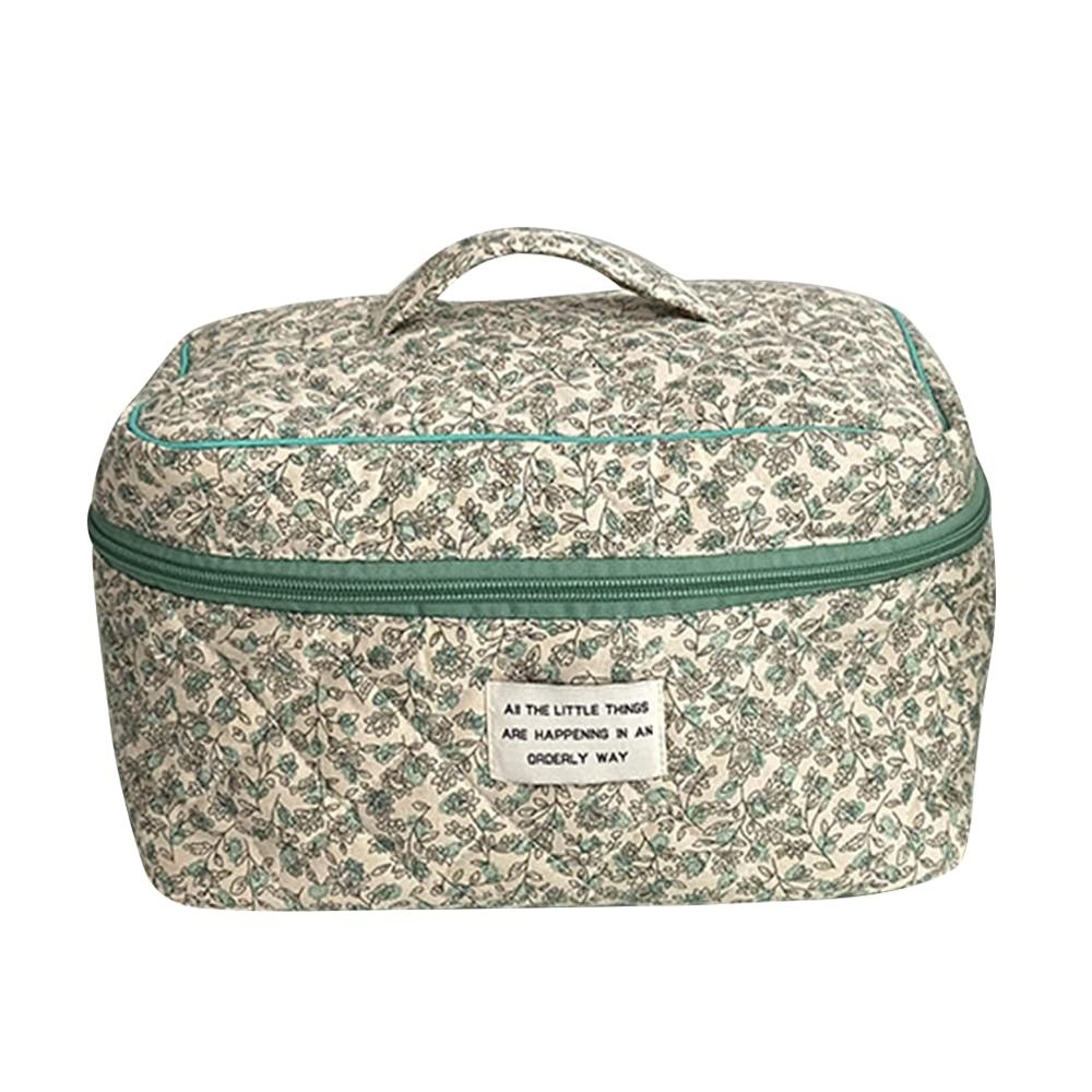 Juoxeepy Cotton Makeup Bag Large Travel Cosmetic Bag Quilted Cosmetic Pouch Coquette Aesthetic Floral Toiletry Bag