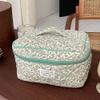 Juoxeepy Cotton Makeup Bag Large Travel Cosmetic Bag Quilted Cosmetic Pouch Coquette Aesthetic Floral Toiletry Bag view 3