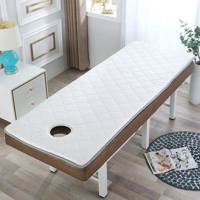 Spa Bed Table Mattress Pad High Density Foam Mattress Topper with Elastic Band for Massage Table Tattoo Table Spa Table Beauty Bed Round Head Washable Face Breath Hole,White 5cm,60x190cm