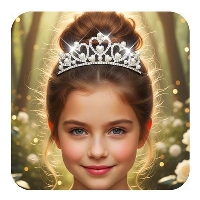 Kilshye Princess Tiara Comb Silver Pearl Heart Crown Combs Rhinestones Costume Hair Accessories for Girls