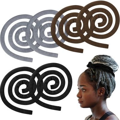 6 Pieces Iron Wire Embedded Hair Ties Dreadlocks Hair Ties for Women & Men Christmas Spiral Lock Hairs Tie Bendable Holders for Thick Curly Hairs(Black, Gray, Brown)