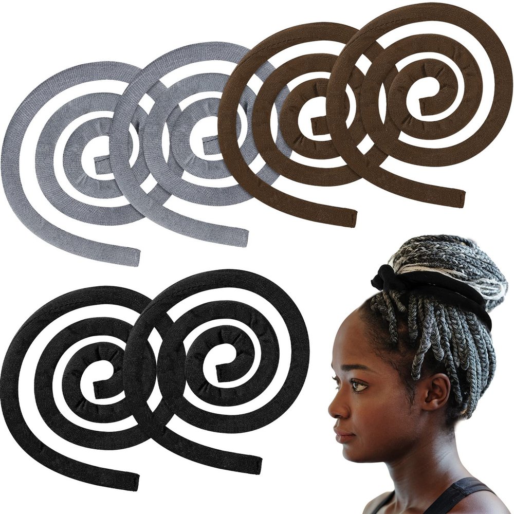 6 Pieces Iron Wire Embedded Hair Ties Dreadlocks Hair Ties for Women & Men Christmas Spiral Lock Hairs Tie Bendable Holders for Thick Curly Hairs(Black, Gray, Brown)