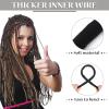 6 Pieces Iron Wire Embedded Hair Ties Dreadlocks Hair Ties for Women & Men Christmas Spiral Lock Hairs Tie Bendable Holders for Thick Curly Hairs(Black, Gray, Brown) view 4