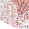8 Sheets Valentine's Day Nail Art Stickers Decals,3D Self-Adhesive Nail Art Supplies Red Rose Lovers Lips Gnomes Designs Sticker Romantic Love Heart Manicure DIY Nail Decorations for Women Girls view 1