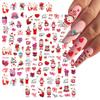 8 Sheets Valentine's Day Nail Art Stickers Decals,3D Self-Adhesive Nail Art Supplies Red Rose Lovers Lips Gnomes Designs Sticker Romantic Love Heart Manicure DIY Nail Decorations for Women Girls view 2