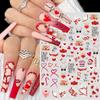 8 Sheets Valentine's Day Nail Art Stickers Decals,3D Self-Adhesive Nail Art Supplies Red Rose Lovers Lips Gnomes Designs Sticker Romantic Love Heart Manicure DIY Nail Decorations for Women Girls view 3
