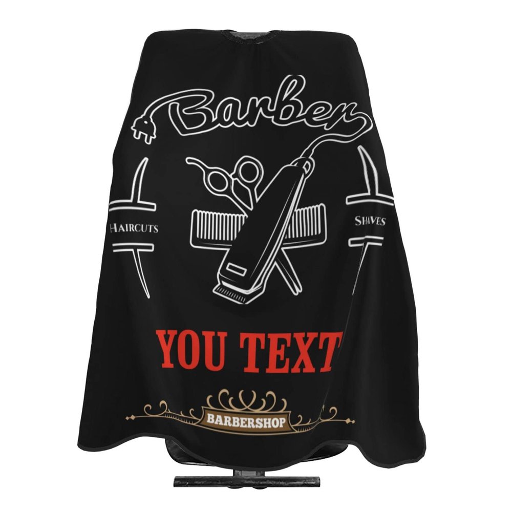 Custom Barbershop Haircut Shaves Barber Cape for Men Women, Personalized Text Logo Salon Haircut Cape, Customized Hair Cutting Cape Hairdressing Apron for Home Salon Barbershop