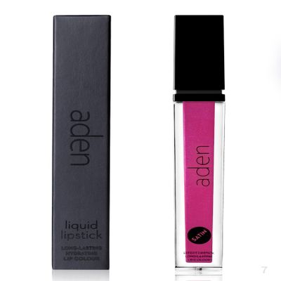 ADEN Satin Lipstick - 7ml - Long-Lasting, Non-Drying, Creamy Texture & Silky Finish (07 Shimmering Fuchsia)