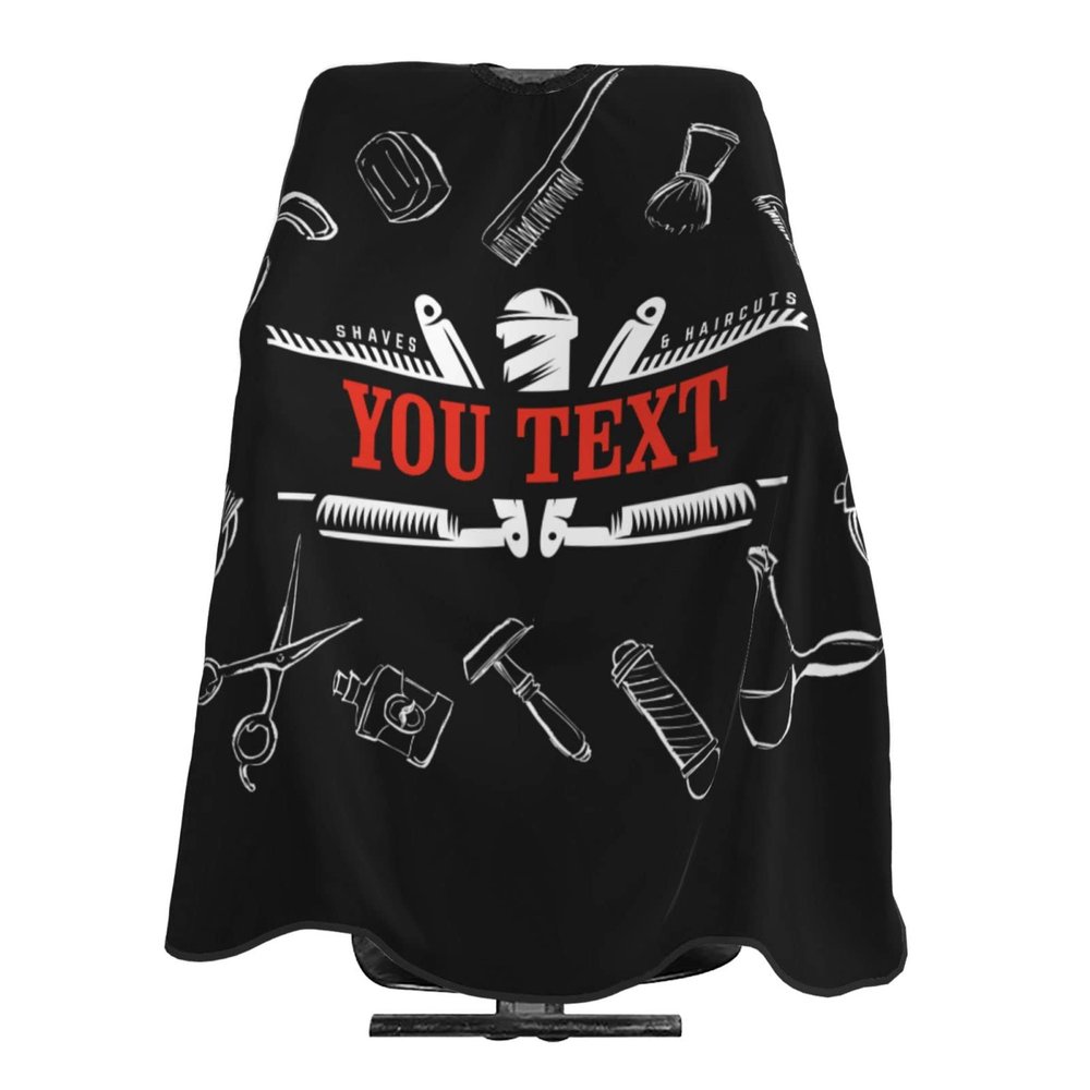 Custom Barber Shop Tools Barber Cape for Men Women, Personalized Text Logo Salon Haircut Cape, Customized Hair Cutting Cape Hairdressing Apron for Home Salon Barbershop