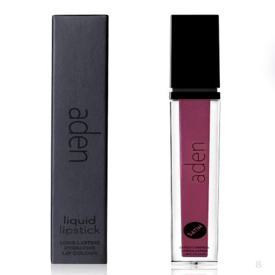 aden Satin Lipstick - 7ml - Long-Lasting, Non-Drying, Creamy Texture & Silky Finish (08 Rich Currant)