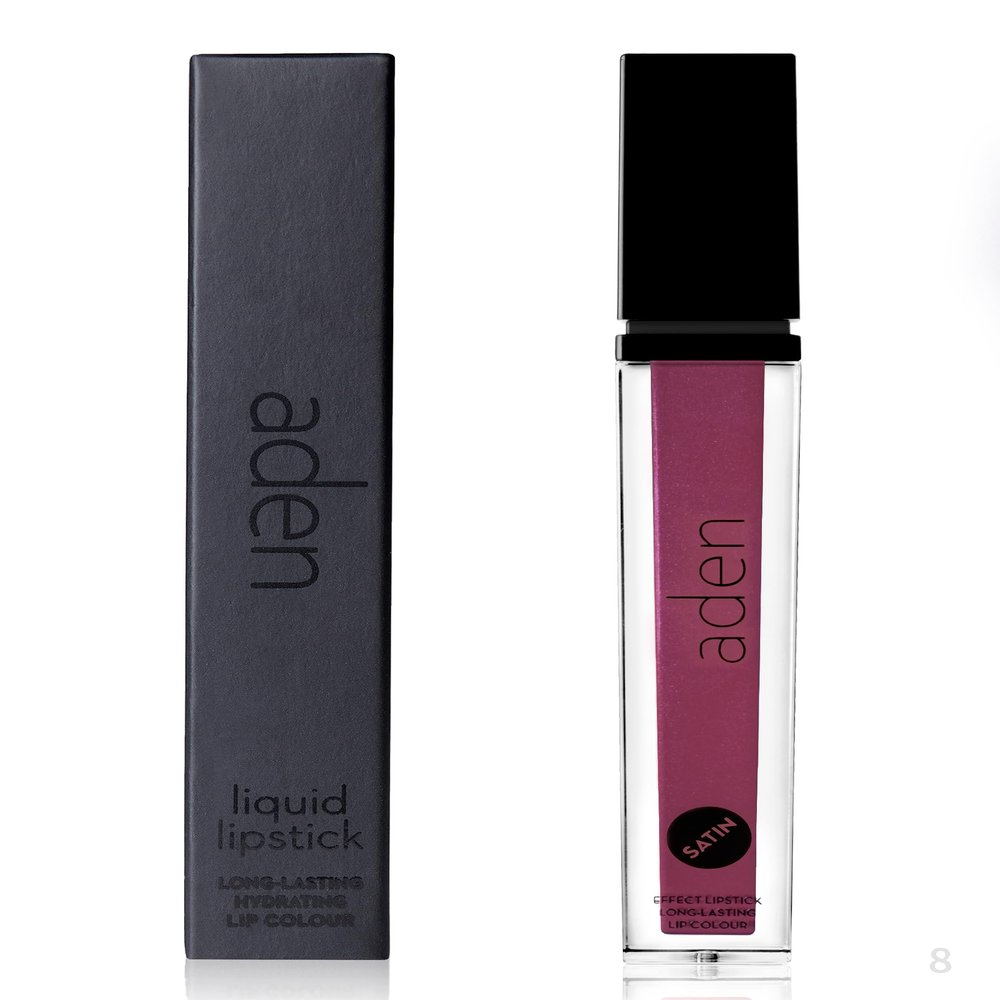 aden Satin Lipstick - 7ml - Long-Lasting, Non-Drying, Creamy Texture & Silky Finish (08 Rich Currant)