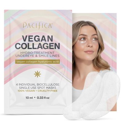 Pacifica Undereye & Smile Mask Set Vegan Collagen Hydro Treatment with Hyaluronic Acid, Hydrating for Dark Circles, Dry & Combination Skin, Vegan & Cruelty-Free, 4 Pieces